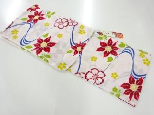 未使用品　流水に草花模様浴衣